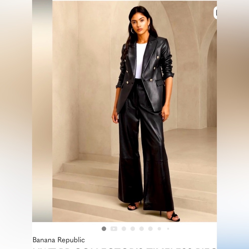 Banana Republic Black Lamb Skin Leather Blazer